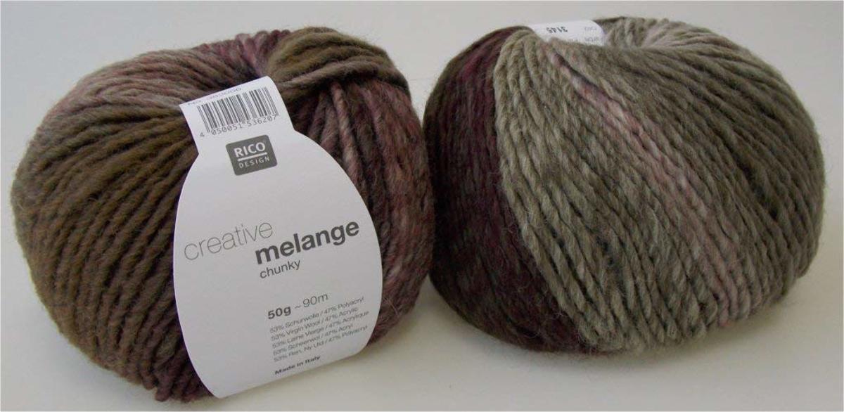 Rico Creative melange chunky [ 042 ] Lila olijf. PAK MET 10 BOLLEN a 50 GRAM.